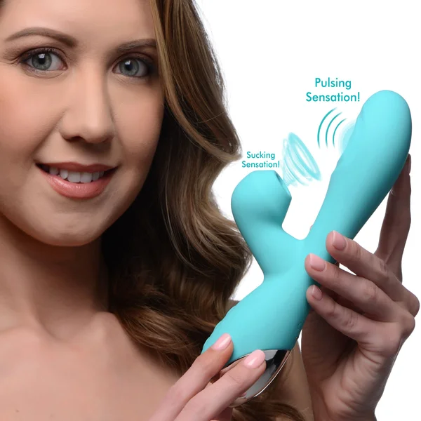 Shegasm 5 Star 10x Silicone Suction & Pulsing Rabbit - Teal — image 20 of 21