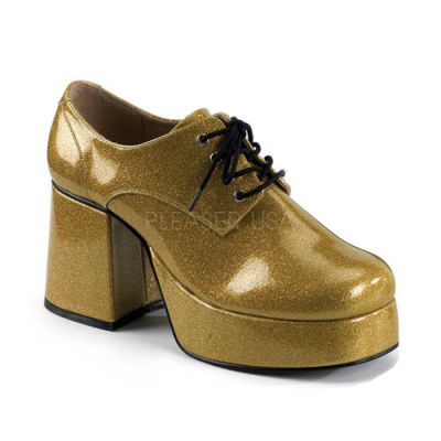 JAZZ 02G 3 1 2 Men s Gold Glitter Platform Disco Shoes