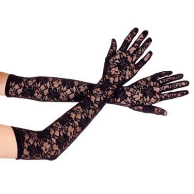 Extra long lace gloves BLACK