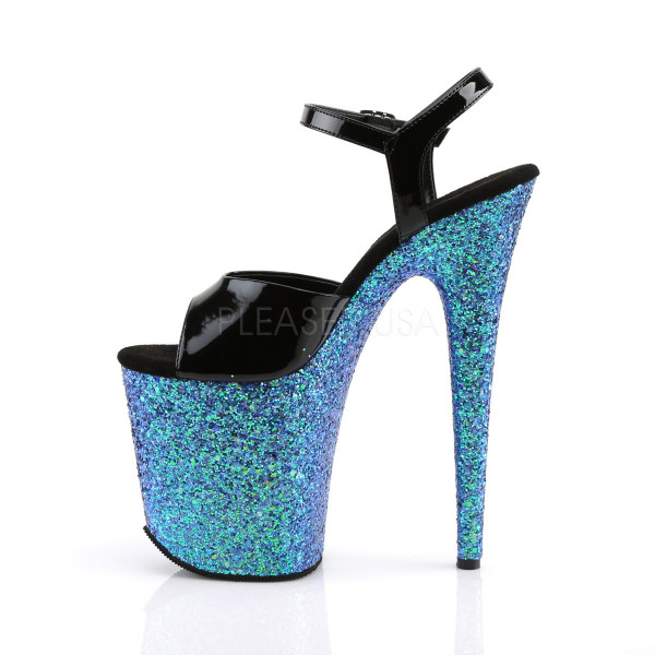 8 inches Heel, 4 inches PF Ankle Strap Sandal w/ Glitter Bottom — image 19 of 24