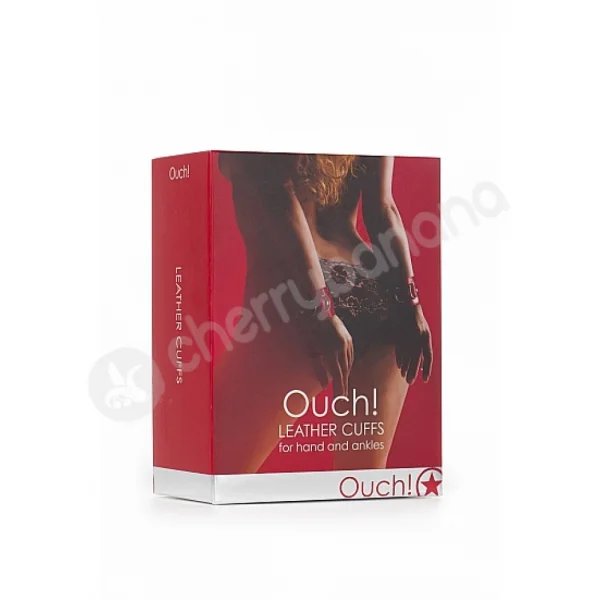 Ouch Red Leather Cuffs