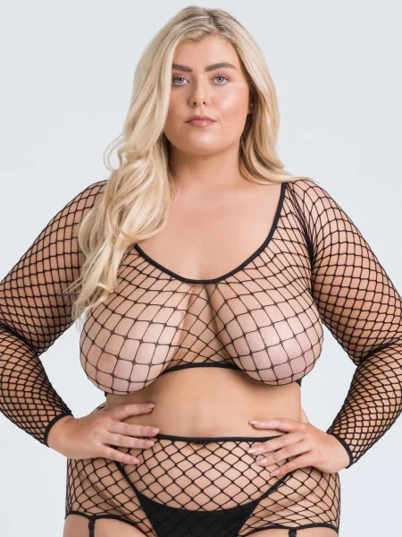 Lovehoney Plus Size Mindful ECONYL® Fishnet Long Sleeve Top