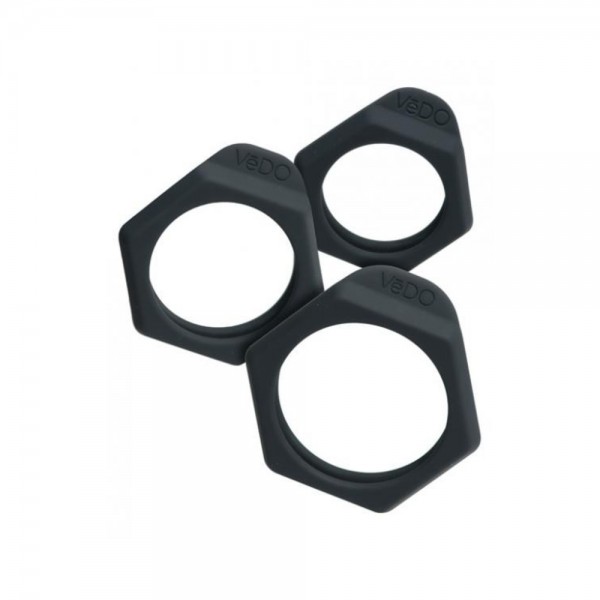 Vedo Bolt C-Ring Set Just Black 3 Pack