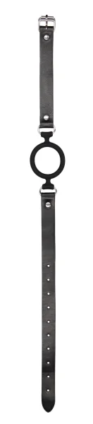 Silicone Ring Gag With Adjustable Bonded Leather Staps - Black