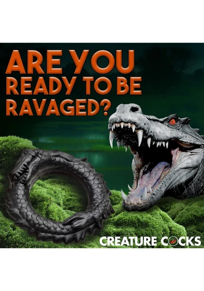 Black Caiman Silicone Cock Ring By Creature Cocks