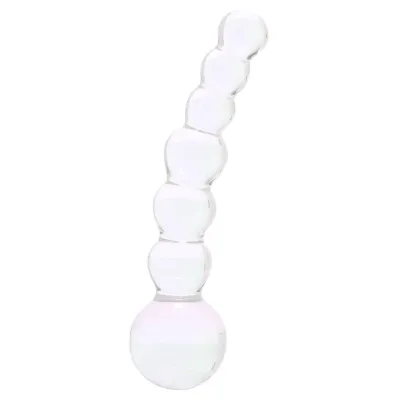 5 Curved Glass Beaded Dildo