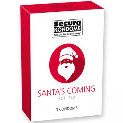 Santa s Coming Strawberry Flavoured Condoms 3 Pack