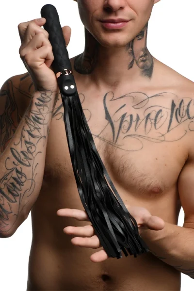 Master Series Vibra-Lasher - Vibrating Silicone Dildo Flogger
