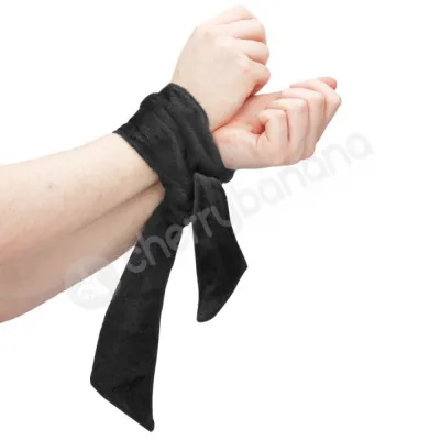 Ouch Black Velvet Velcro Tie up Restraint Blindfold