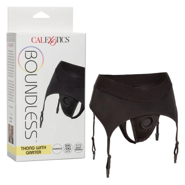 Boundless Thong With Garter Strap-On Harness By CalExotics - 2 X-Large / 3 X-Large