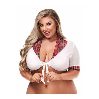 Schoolgirl Top Red Plus Size 18 32