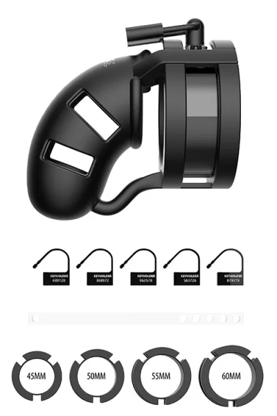 Shots Toys Black Silicone Cock Cage with Ball Strap & Metal Lock