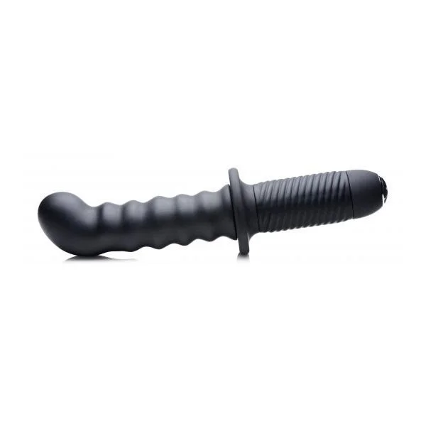 Ass Thumper The Skew 10X Silicone Vibrating Thruster Anal Butt Plug with Handle