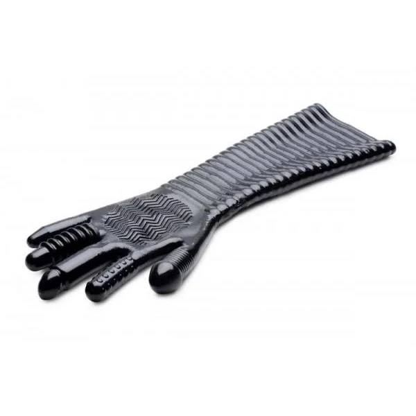 Pleasure Fister Extra Long Textured Fisting Glove Black