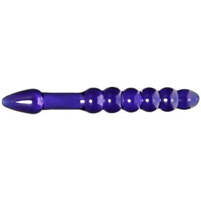 Glacier Glass Iridescent Beaded Double Ended Dildo 9 Inch