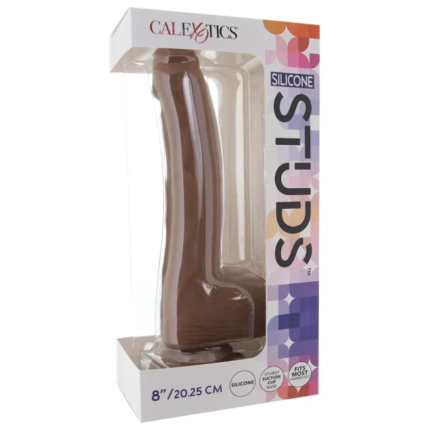Silicone Studs Realistic 8" Suction Cup Dildo - Caramel