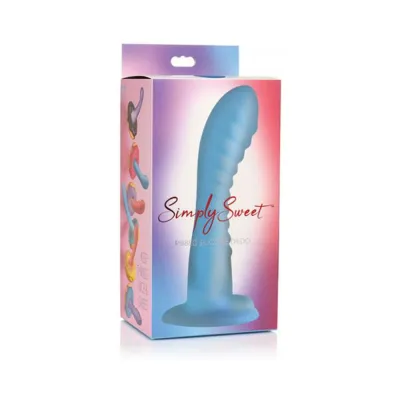Realistic Dildos Simply Sweet Ribbed 7 In Silicone Dildo Blue