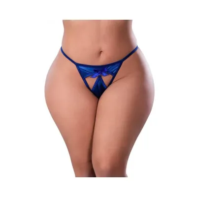 Women s Lingerie Magic Silk Holidaze Pull Open G string Cobalt Queen Size