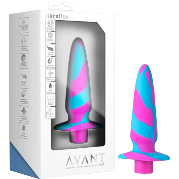 Avant Vibrotize Rechargeable Waterproof Vibrating Silicone Butt Plug By Blush - Fuchsia