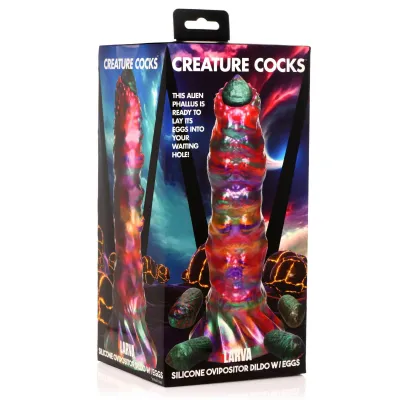 Larva Silicone Ovipositor Dildo With Eggs Multicolor