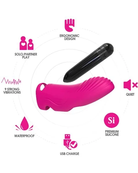 Aurora Finger Vibrator - Pink - 4.6 Inch