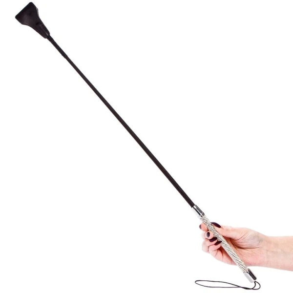 Bondara Luxe Glamour Diamante Faux Leather Riding Crop – 26 Inch