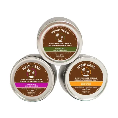 Hemp Seed Threesome Mini Massage Candle Trio