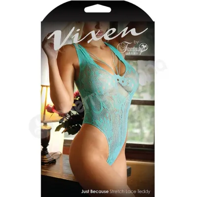 Vixen Just Because Aqua Lace Teddy O S