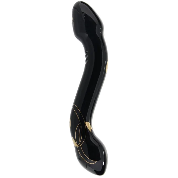 Secret Kisses Handblown Double Ended Glass Dildo 7.5" - Black & Gold — image 8 of 10