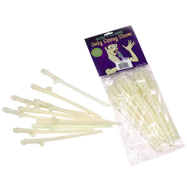 Glowing Dicky Drink Straws x10