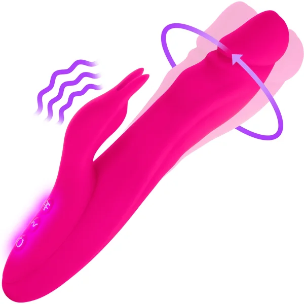 Booster Rabbit Rechargeable Silicone Rotating Dual-Stim Vibrator By FemmeFunn - Pink