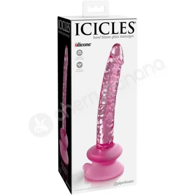 Icicles 86 Pink Glass Dong With Suction Cup Base