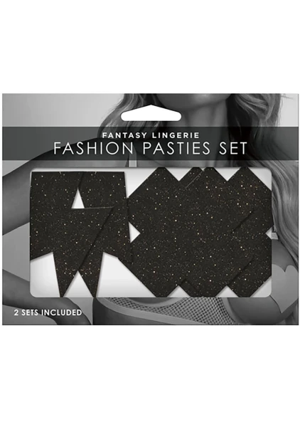 Fashion Pasties Set: Black Glitter Lightning Bolt, Cross — image 4 of 4