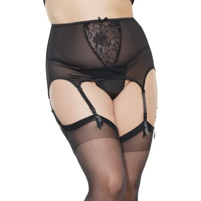Plus Size High Waisted Sheer Garter Belt