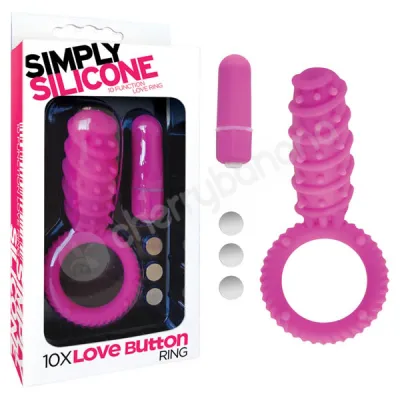 Simply Silicone Purple 10x Love Button Cock Ring