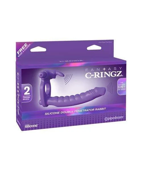 Fantasy C-ringz Silicone Double Penetrator Rabbit - Purple