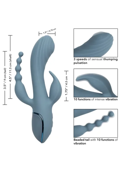 III Triple Ecstasy Silicone Pulsating Rechargeable Triple Stimulation Vibrator By CalExotics