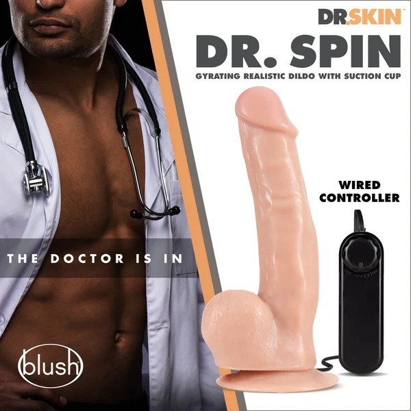 Dr. Skin - Dr. Spin - 8 Inch Gyrating Realistic Dildo - Vanilla — image 19 of 23