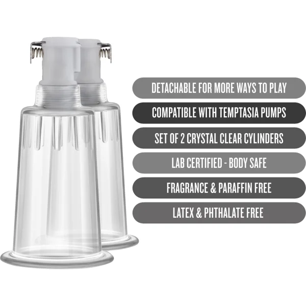 Temptasia Nipple Pumping Cylinders – Set of 2, 1 Inch Diameter By Blush
