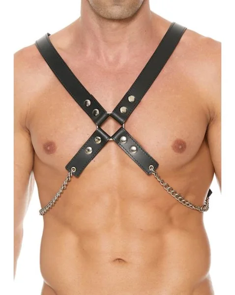 Men's Leather And Chain Harness