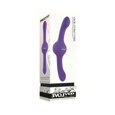 Luxury Vibrators Evolved Our Gyro Vibe Rechargeable Dual Ended Gyrating Silicone Vibrator Purple