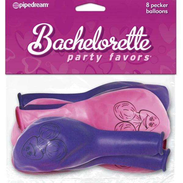 Pipe Dreams Bachelorette Party Favors Pecker Balloons PINK & PURPLE 8 pcs.
