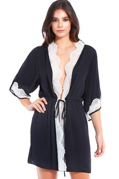 iCollection Dreamy Charms Satin & Lace Robe