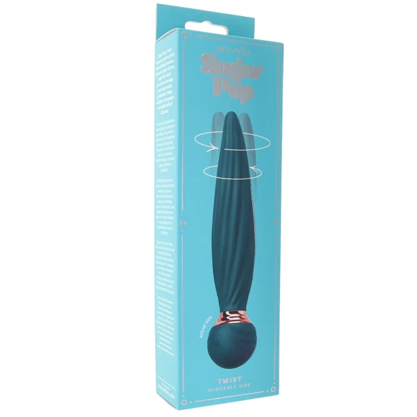 Sugar Pop Twist Rechargeable Silicone Gyrating Insertable Vibrator - Teal