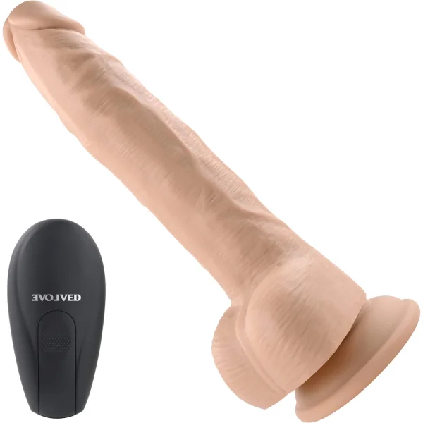 Thrust In Me Silicone Thrusting Vibrating Realistic Dong With Remote By Evolved Novelties - Vanilla