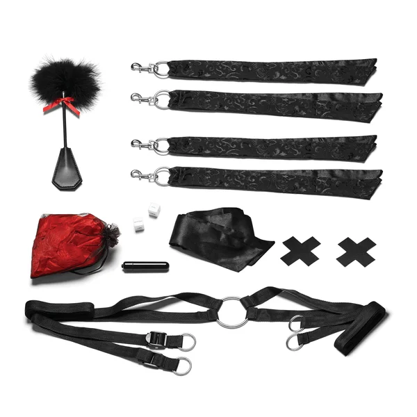 Night of Romance Satin Cuffs With Rose Petals 6pc  Bedsreader Set — image 11 of 11
