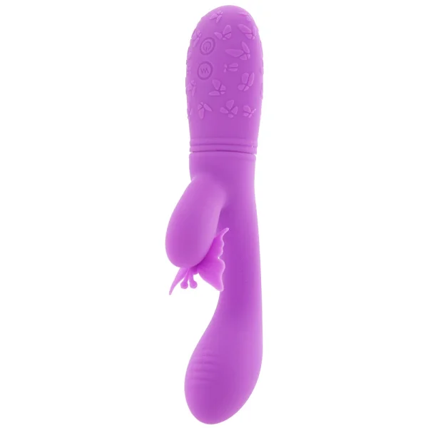 Rechargeable Butterfly Kiss Silicone Flutter Dual Stimulation Vibrator By CalExotics - Purple