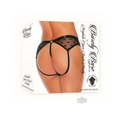 Women s Lingerie Barely Bare Keyhole Open back Panty With Vibrating Finger Ring Black O s