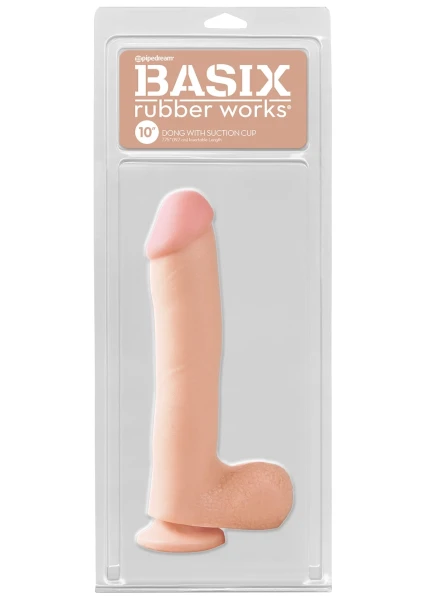 Pipe Dreams Basix Rubber Works - 10" Dong with Suction Cup - (PACK OF 2)