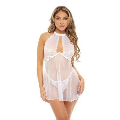 Oh La La Cheri Lia Underwire Floral White Babydoll